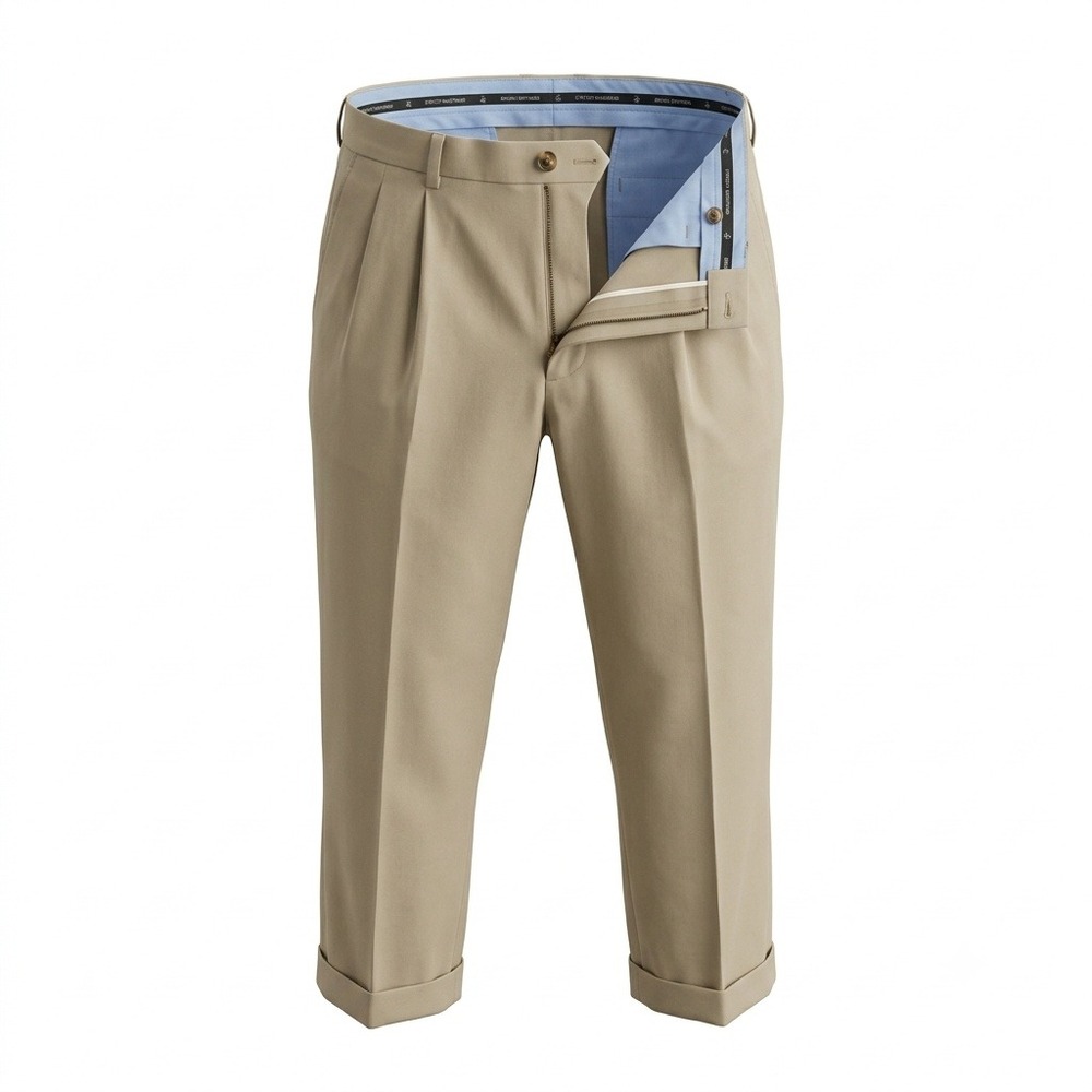 Brooks Brothers Advantage Chino Stretch Elliot Fit Pleated Khaki Pants 40x32